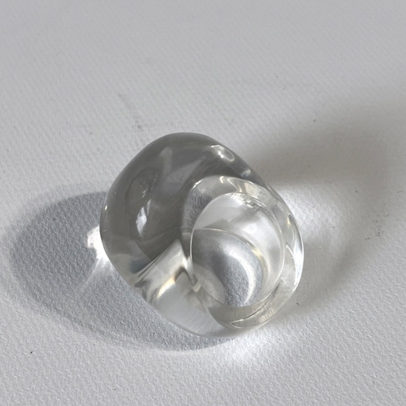 Vintage Lucite Ring Chunky Crystal Bubble Dome Statement Unisex Acrylic Jewelry - Picture 10 of 11